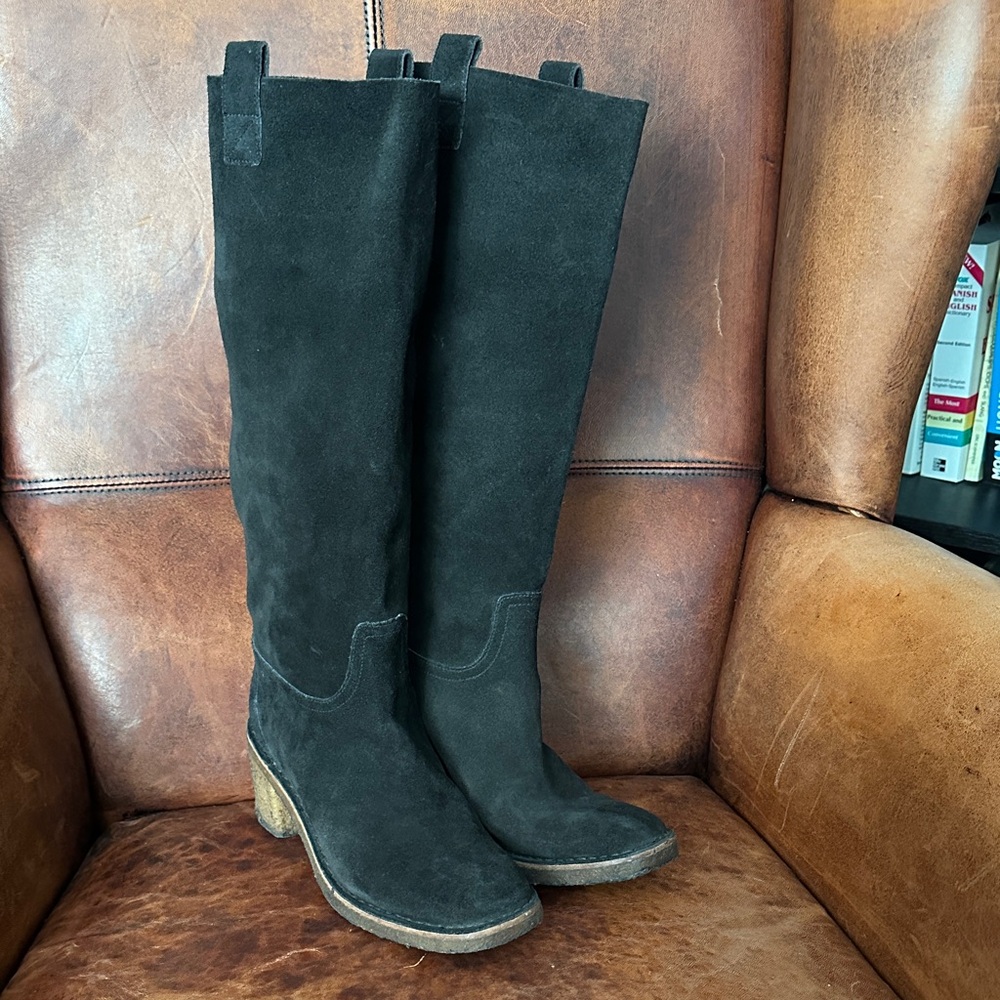 Marc By Marc Jacobs Black Suede Tall Riding Boots